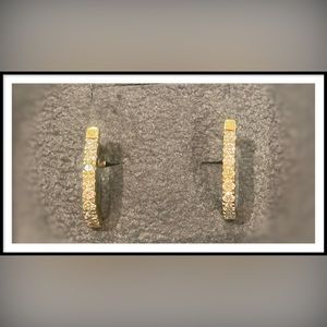 Jemma Sands Rincon Diamond Huggie Hoop Earrings, 14k gold vermeil, 0.5” diameter